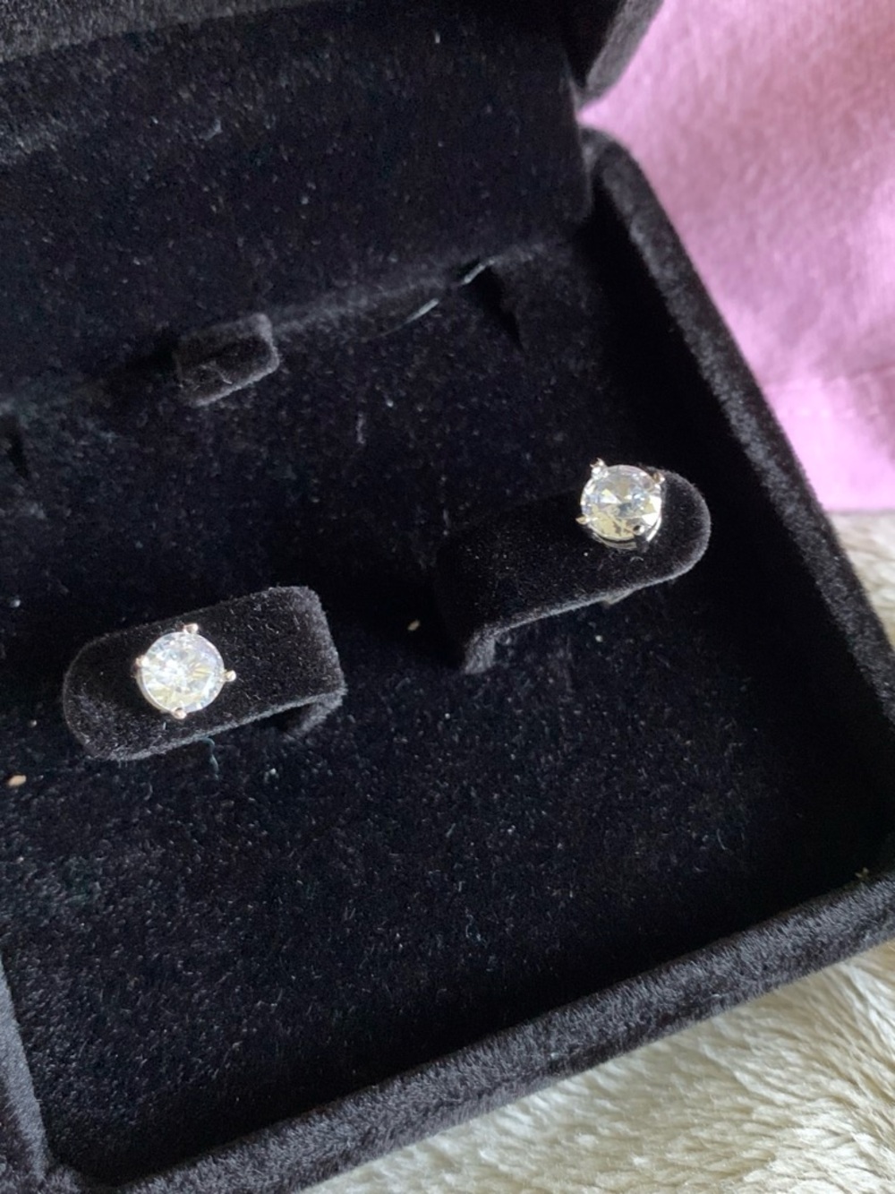 Macy's Clear Crystal Round Stud Earrings - Silver Tone
